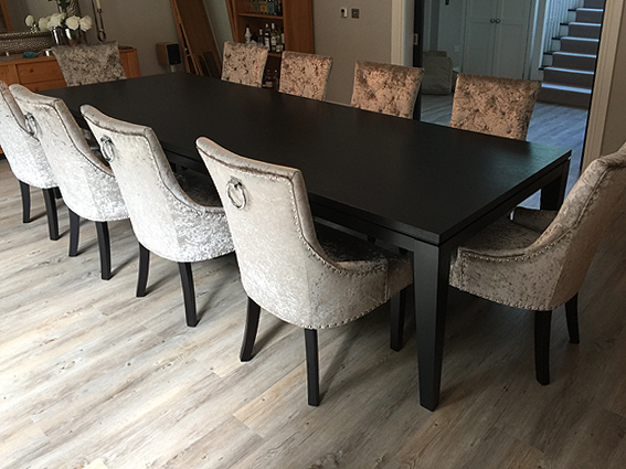 black and oak kitchen table set