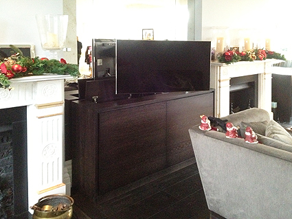 Bespoke pop up TV cabinet for lounge