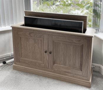 Oak tv lift cabinet