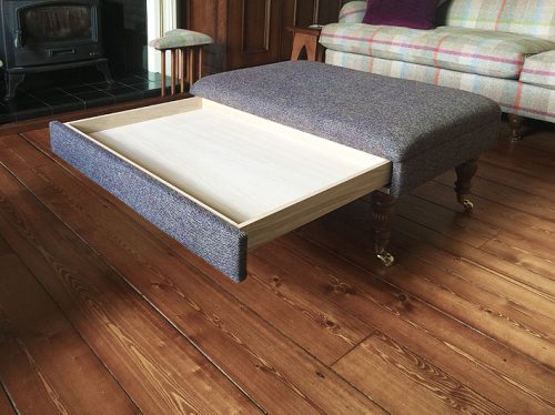 Bespoke footstools | made to measure | Harris tweed | storage drawer ...